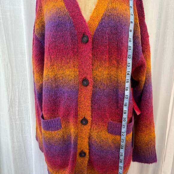 OMBRE CARDIGAN - OMBRE PINK/PURPLE/YELLOW – - Picture 2 of 4
